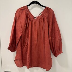 Everlane Women's Burnt Clay Bubble Sleeve Top